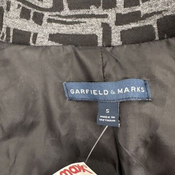 NWT Garfield & Marks Women's Geometric Snap Collar Belted Coat Black Gray Small - Picture 6 of 10